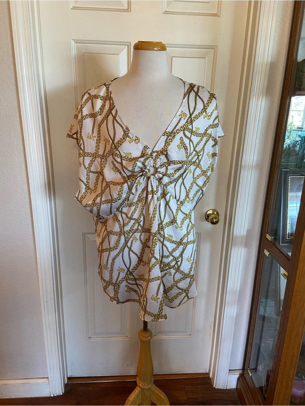 NWT Michael Kors Short Sleeve MK Chain Logo Side Zipper Sizes Large or 2X